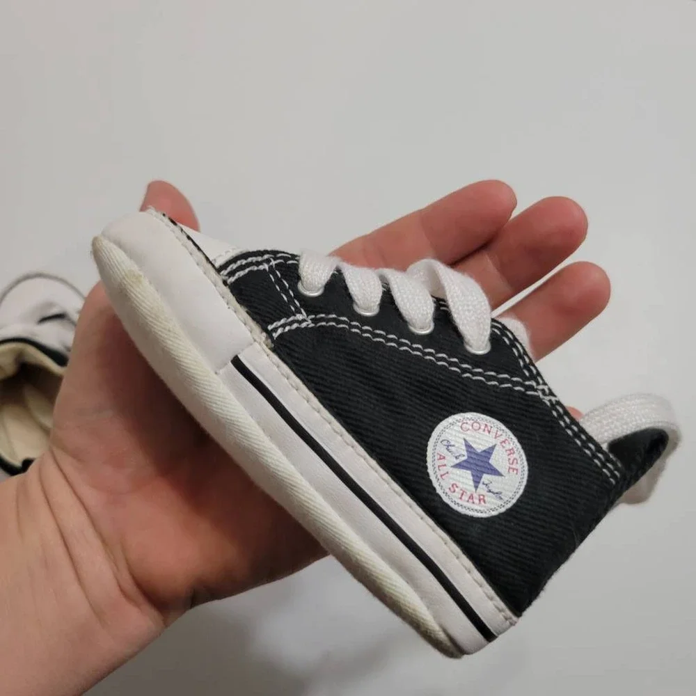 Converse Unisex Baby Crib First Star Hi Sneaker Shoes Black 8J231 Lace Up 3 M‎
